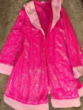 JoJo Siwa Bright Hot Pink Sequin Sleeve Plush Pajama Robe